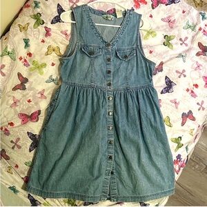 Eddie Bauer Vintage Cotton Denim Buttonfront Jumper